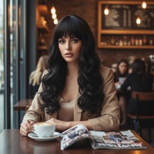 İlkyaz Fashion Dalgalı Perçemli Uzun Fiber Sentetik Peruk - Kahverengi ILKYZ-PRK34