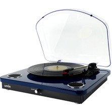 Umie Bemol Mavi Piano Kablama 10W Bt In, Bt Out, Rca, USB Özellikli Nostaljik Pikap