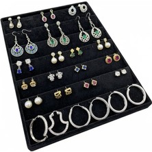 Megass Dekor Süet Kumaş Siyah Renk 34/24 cm Dikine Küpe Standı