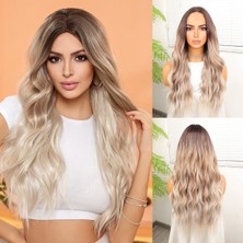 İlkyaz Fashion Kumral Beyaz Platin Ombre ve Röfleli Tül Peruk ILKYZ-PRK34