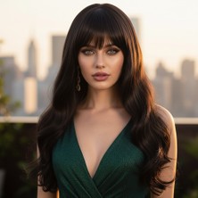 İlkyaz Fashion Kahküllü Uzun Dalgalı Fiber Sentetik Peruk - Kahverengi ILKYZ-PRK34