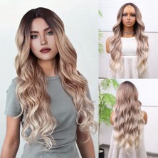 İlkyaz Fashion Rus Kumralı Beyaz Platin Işıltılı ve Ombreli Tül Peruk ILKYZ-PRK34