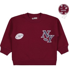 Civil Boys New York Baskılı 2-5 Yaş Sweatshirt - Bordo 5-6 Yaş