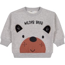 Civil Boys Bear Baskı-Nakışlı 2-5 Yaş Sweatshirt - Gri 3-4 Yaş