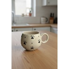 KYA CERA Siyah Pati Kabartmalı Tekli El Yapımı Seramik Kupa