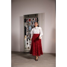 Özge Özgenç Çiçek Kabartmalı Uzun Etek