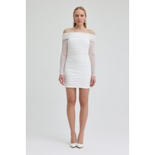 Lijuri Drapeli Madonna Yaka Mini Elbise 2933 R5-J-K5