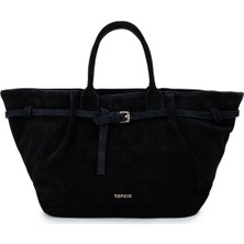 Tamer Tanca Kadın Hakiki Deri Siyah Süet Kol Çantası 1178 4002 Bn Cnt SK25-26 Sıyah Suet