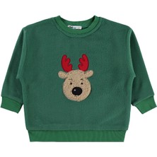 Civil Boys Geyik Nakışlı 2-5 Yaş Sweatshirt - Yeşil 2-3 Yaş