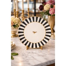 Seramikci Çizgili Kuşlu Sunum Tabağı 30CM