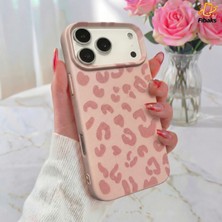 Fibaks iPhone 17 Pro Max Kılıf Pembe Leopar Desenli Kamera Lens Korumalı Yumuşak Soft Silikon Kapak