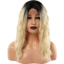 İlkyaz Fashion Fiber Sentetik Dalgalı Kısa Tül Peruk - Kahve Platin Ombreli ILKYZ-PRK34