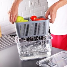 İlkyaz Fashion Lossa Süzgeçli ve Bölmeli Organizer Meyve Sebze Saklama Kabı 5 Lt ILKYZ-KRGRS34