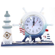 İlkyaz Fashion Ahşap Marin Deniz Feneri Dümenli Saat ILKYZ-KRGRS34