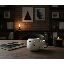 Siyah Kalp Kabartmalı Tekli El Yapımı Kupa – Sevgililer Günü