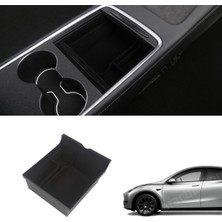 Ramm Tesla Model Y - Model 3 Orta Konsol Üst Düzenleyici - Kaymaz Yüzey Kumaş Kaplamalı - Siyah