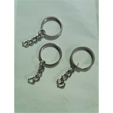 Orhan Çanta 100 Adet Gümüş Ezme Anahtarlık Halkası - 2.5 cm Nikel Metal Halka Zincirli Montaj Seti - Modern Makrome Aparatı