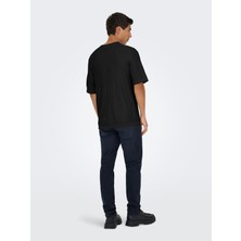 Only & Sons Onskalmar Rlx 12 Ss Crew Knıt  Siyah Kazak - 22033561
