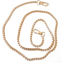 Orhan Çanta Çanta Aksesuar Light Gold Renk Kare Model Çanta Zinciri (120 Cm)