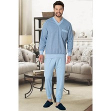 Mecit Pijama Mecit 2766 Mavi Büyük Beden Erkek Pijama Takımı