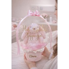 Celine Gift Box Kişiye Özel Balon Kutusu Içinde Peluş Tavşan – Isimli Yeni Doğan Bebek & Doğum Günü Hediyesi