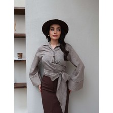 Esra Helvacı Çizgili Yan Bağlamalı Gömlek