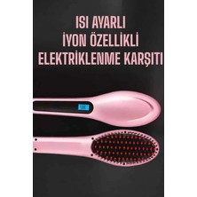 İlkyaz Fashion Fön Tarağı Saç Düzleştirici Sıkı Dişli Isı Ayarlı Elektriklenme Karşıtı ILKYZ-KRGRS34