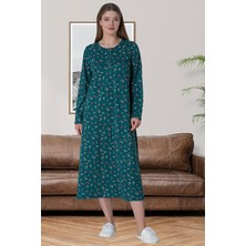 Mecit Pijama Mecit 6025 Yeşil %100 Pamuk Büyük Beden Kadın Gecelik
