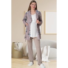 Mecit Pijama Mecit 5804 Elisa Vizon Sabahlıklı Lohusa Pijama Takımı