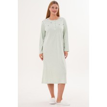 Mecit Pijama Mecit 6310 Fıstık Yeşili %100 Pamuk Büyük Beden Kadın Gecelik