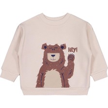 Civil Boys Hey Ayı Baskılı 2-5 Yaş Sweatshirt - Bej 5-6 Yaş