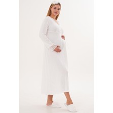 Mecit Pijama Mecit 6305 Ekru Hamile Lohusa Gecelik