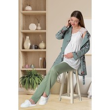 Mecit Pijama Mecit 5804 Elisa Yeşil Sabahlıklı Lohusa Pijama Takımı