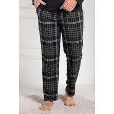 Mecit Pijama Mecit 3025 Yeşil Ekoseli Erkek Kalın Tek Alt Pijama