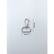 Orhan Çanta 2 cm Telli Kanca 50 Adet Gümüş Renk Anahtarlık Çanta Klipsi Aparat Kanca Aksesuar Malzeme Metal