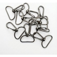 Orhan Çanta 2.5 cm Telli Kanca Siyah Nikel (Antrasit) - Metal Çanta ve Cüzdan Askı Klipsi - 15 Adet