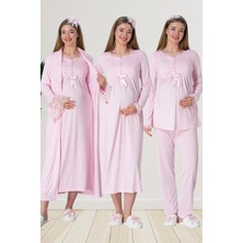 Mecit Pijama Mecit 1924 Pembe Dört Parça Hamile Lohusa Set
