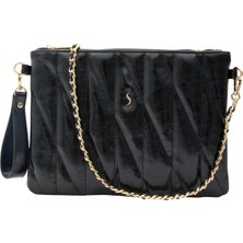 Santini Çanta Kadın Kapitone El Çantası Omuz Çantası ve Çapraz Çanta Clutch Çanta Zincir Askılı – Mila Clutch Quilted