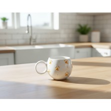 KYA CERA Sarı Pati Kabartmalı Tekli El Yapımı Seramik Kupa