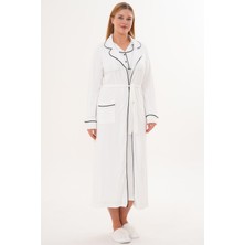 Mecit Pijama Mecit 6334 Ekru Kadın Sabahlıklı Gecelik Takım
