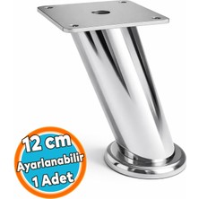 Nzb (12 Cm) Tablalı Dereceli Ayarlanabilir Krom Metal Baza Tv Ünitesi Koltuk Mobilya Ayağı (+2cm)