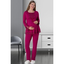 Mecit Pijama Mecit 1820 Fuşya Lohusa Pijama Takımı