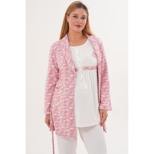 Mecit Pijama Mecit 6100 Pembe Sabahlıklı Şardonlu Hamile Lohusa Pijama Takımı