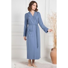 Mecit Pijama Mecit 6107 Indigo Kadın Büyük Beden Sabahlık