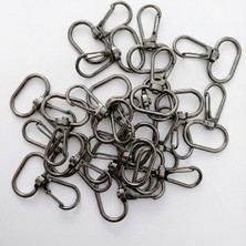 Orhan Çanta 2 cm Telli Kanca Siyah Nikel (Antrasit) - Metal Çanta ve Cüzdan Askı Klipsi - 15 Adet