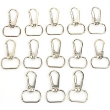 Orhan Çanta 10 Adet 2cm Gümüş Telli Döner Anahtarlık Makrome Anahtarlık, Çanta Kanca