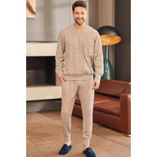 Mecit Pijama By Mecit 2757 Kahverengi Büyük Beden Erkek Pijama Takımı