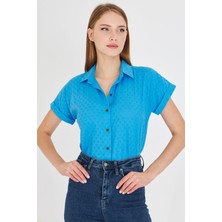 Armonika Kadın Bebe Mavi Kısa Kol Gömlek ARM-25Y001060