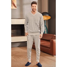 Mecit Pijama By Mecit 2757 Gri Büyük Beden Erkek Pijama Takımı