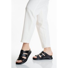 Ender Iç Dış %100 Hakiki Deri Yumuşak Taban Topuksuz Deri Terlik